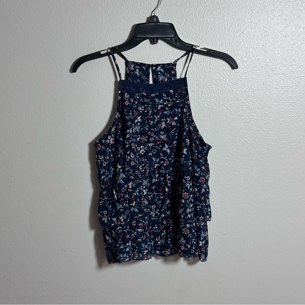 Abercrombie & Fitch Women Ruffle Blue Sleeveless Blouse Top size S.